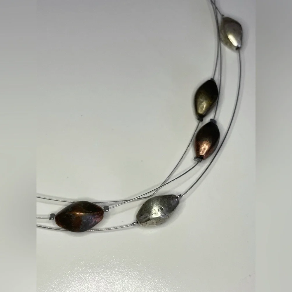 Mixed Metal Stone Layered Necklace